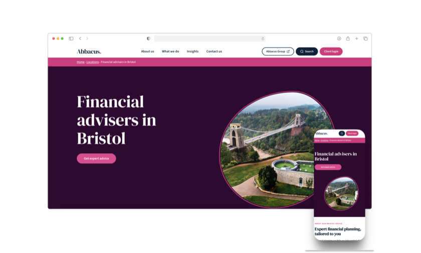 Abbacus Financial Advisers website — desktop and mobile views